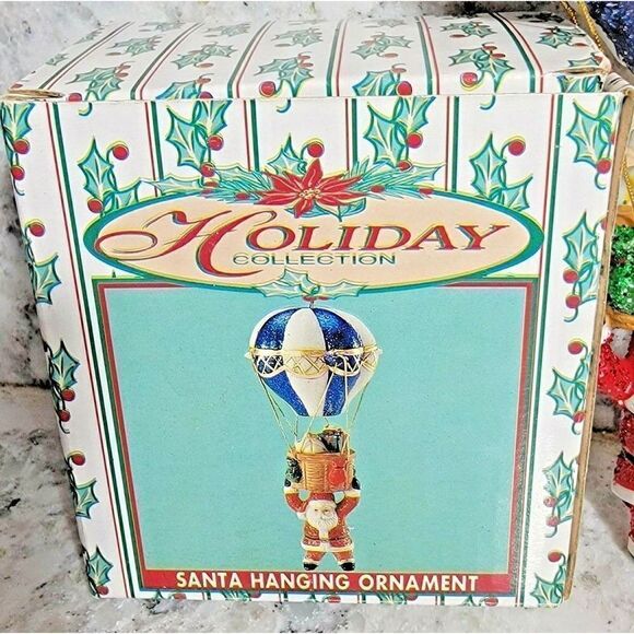 Holiday Collection Up And Away Miniature Santa Hot Air Balloon Ornament with Box - Picture 1 of 5